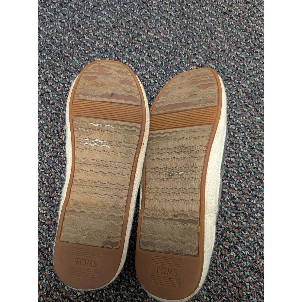 Toms‎ Womens Alpargata Slip On Shoes Grey Taupe Canvas Espadrille Flats 5.5